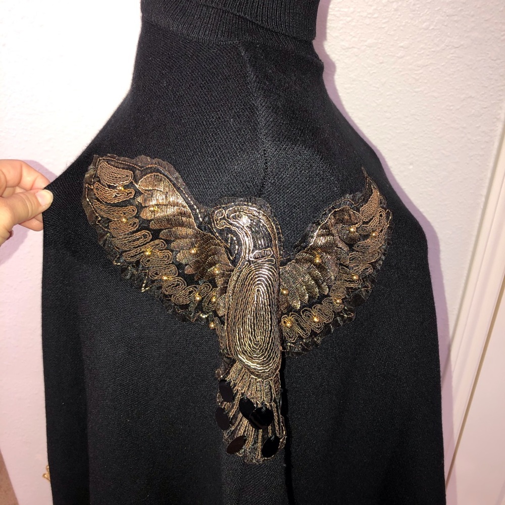 Coeur De Vague Embroidered Fringe Poncho Cloak NWT - Picture 6 of 11